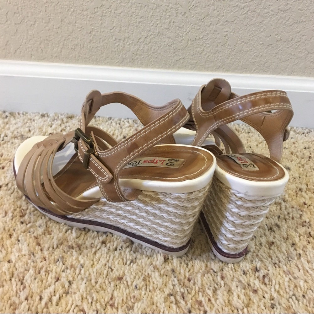Fun Tan Leather Wedge Sandals 👡 Sz 8.5 - Picture 5 of 7